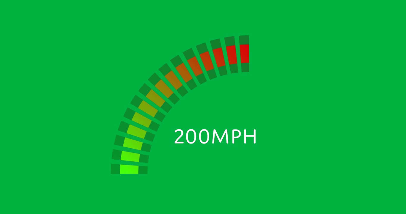 Animazione di un tachimetro per auto su sfondo trasparente