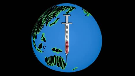 Animación-Del-Globo-Terráqueo-Y-La-Jeringa