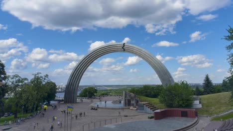 the peoples' friendship arch is a monument in kyiv. timelapse