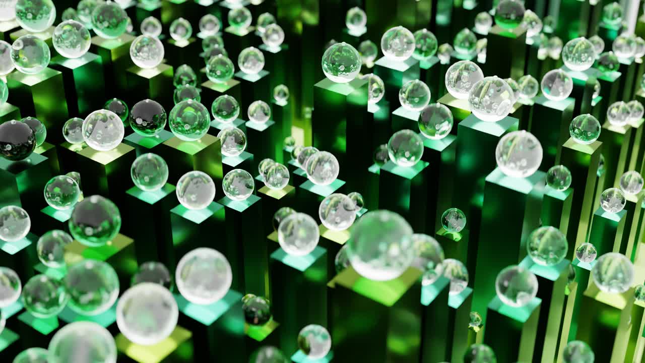 추상적인 파동 녹색 금속 유리 기하학적 vj 루프