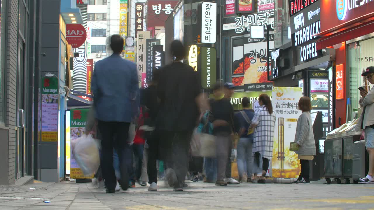 서울 타임랩스의 쇼핑객