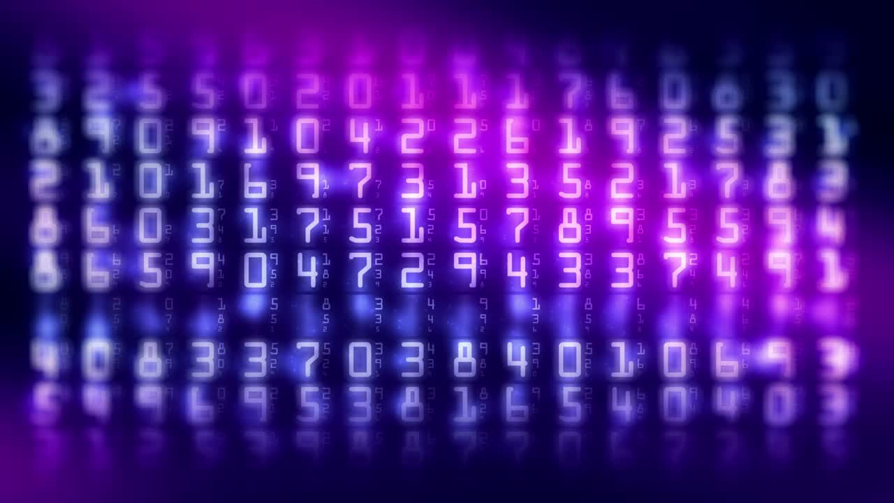 Abstract random big data motion digits with blurred gradient background seamless video loop animation