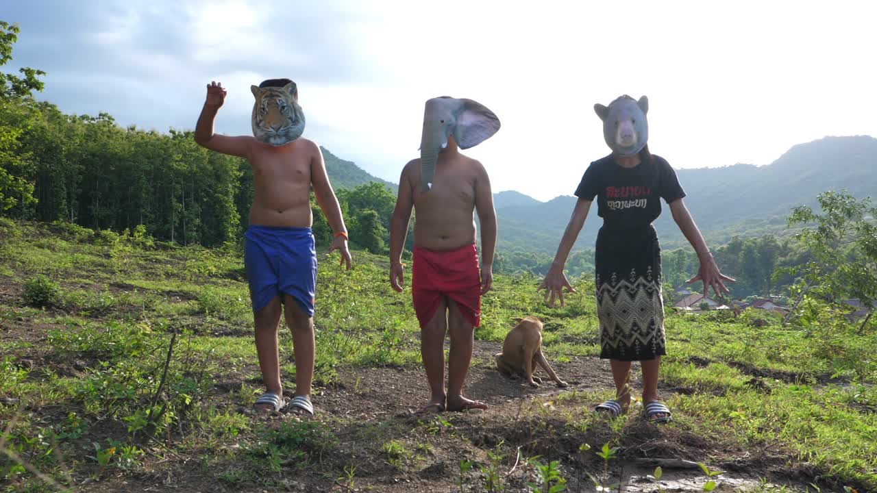 Children With Animals Masks