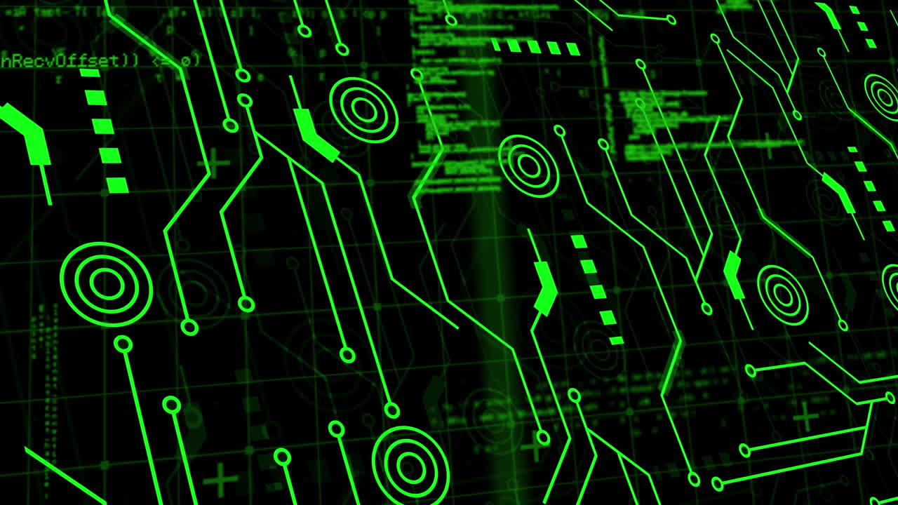 Animation of data processing on black background