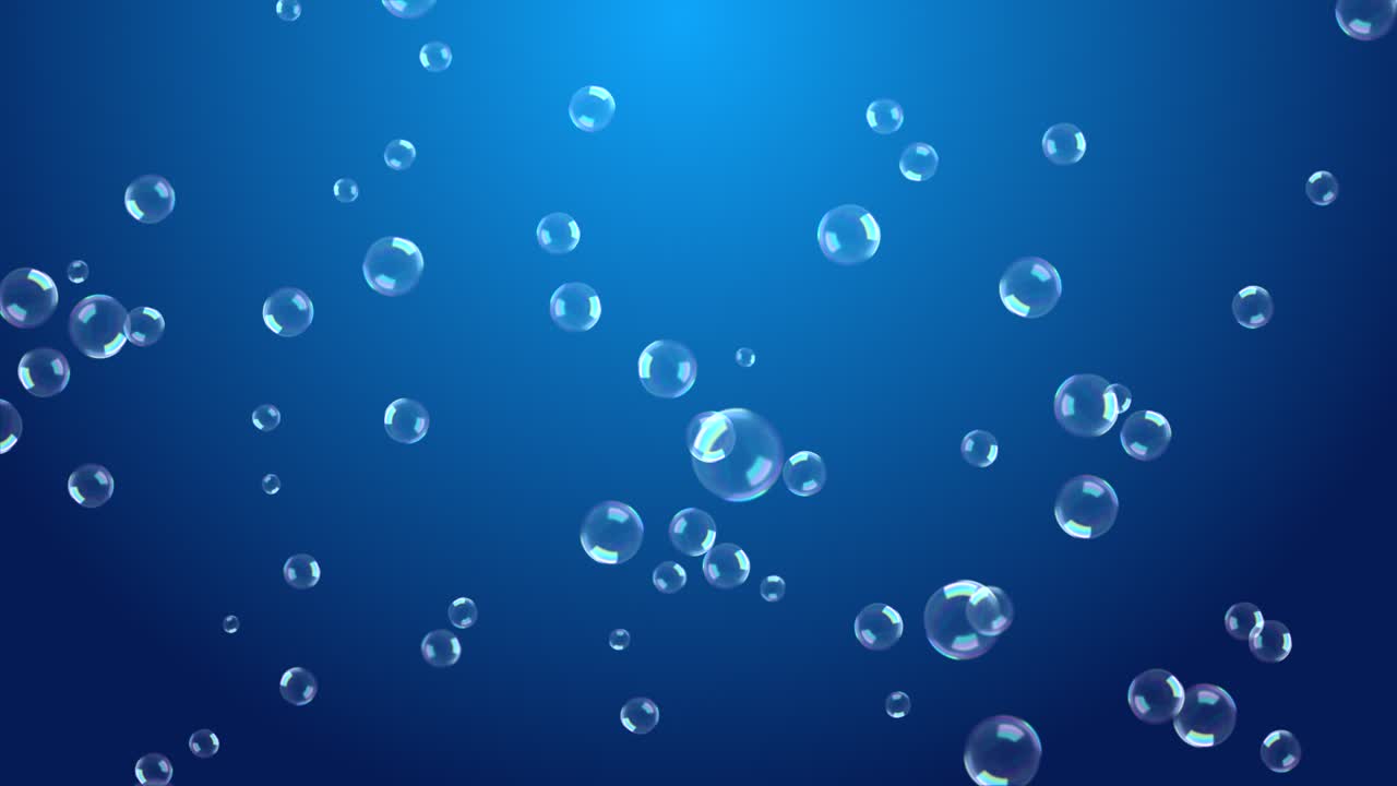 Bubble Sparkling water particle floating in air deep blue sea 3D Green Screen loop Animation.