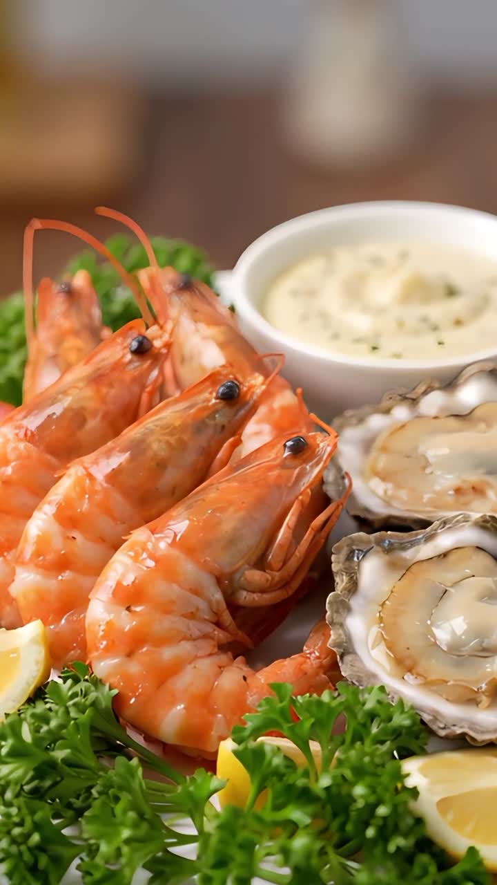 Delicious Seafood on Blurred Background