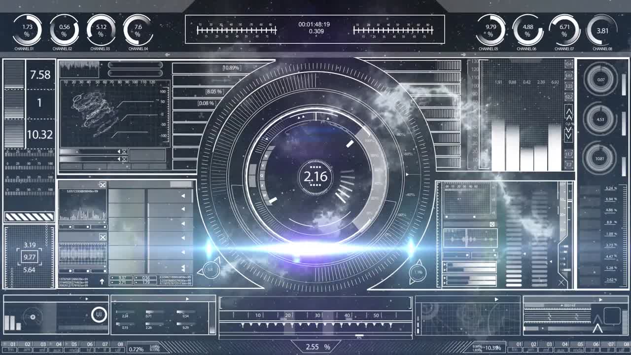 데이터 처리 범위의 애니메이션 검은 바탕에 스캔 통계 기록