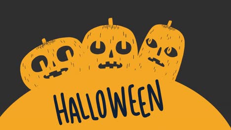 animación del texto de halloween sobre la calabaza en gris