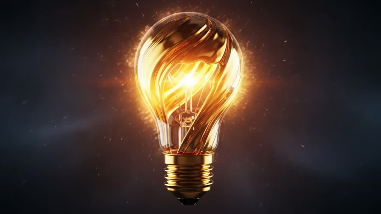 Captivating Illuminated Light Bulb Radiating Sparkles and Energy, Showcasing an Artistic Blend of Modern Design and Classic Lighting Features in a Dark Background