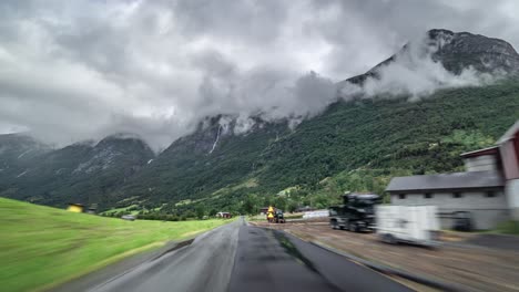 A-drive-on-the-narrow-road-in-the-Norwegian-countryside