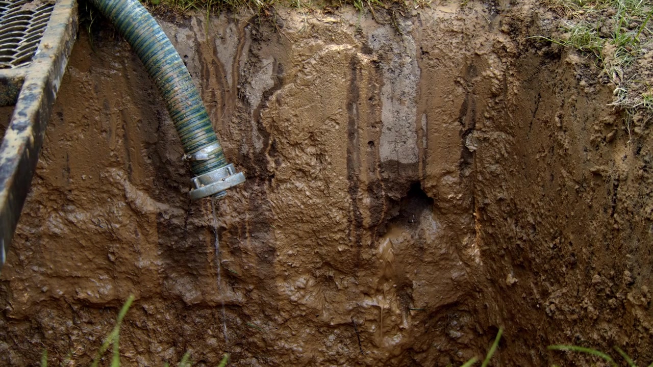 Drilling for water to create a well in the ground during the day
