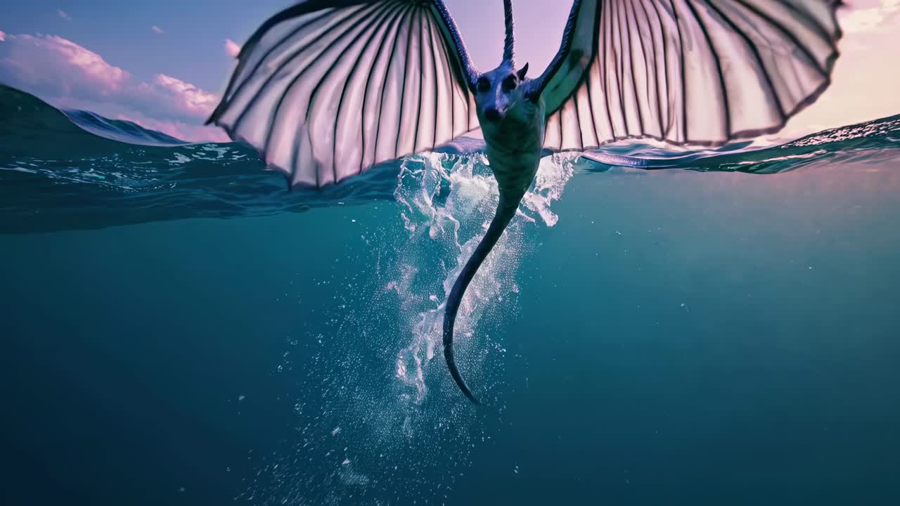 Dragon Diving Underwater