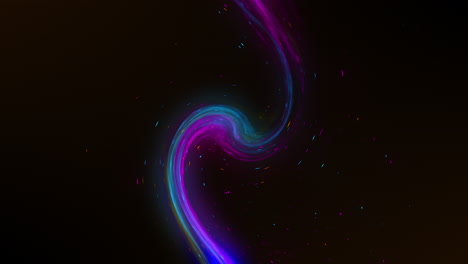 colorful particles burst in a flash upwards in a twirling motion, then drift down slowly, fading softly as they fall and leaving behind a shimmering trail that gently disappears.