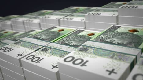 zloty polaco pln dinero billete paquete de crecimiento hacia arriba bucle
