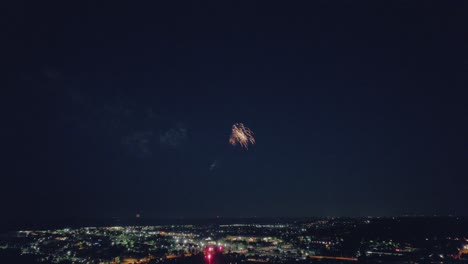 spectacular burst of low to the ground fireworks 4th of july in vernon hills illinois usa with a retro-vintage vibe color grading