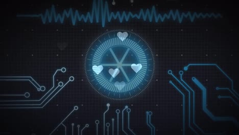 animation of hearts over scope scanning and data processing