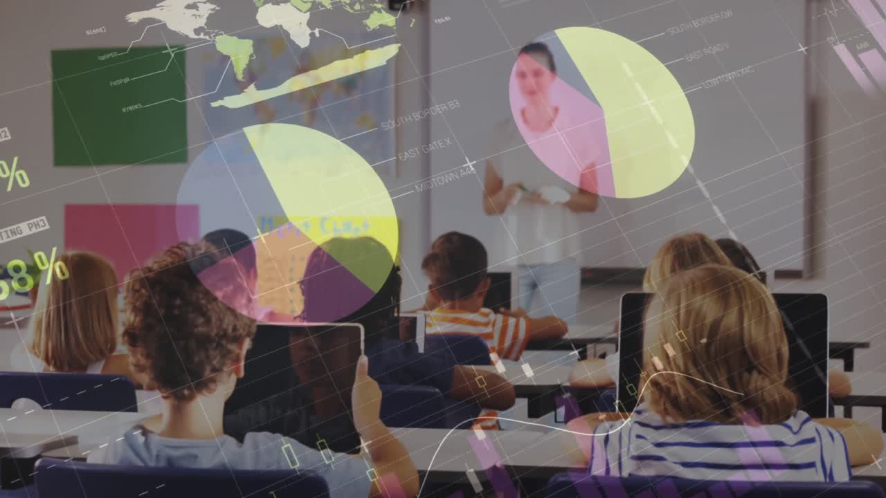 enseñando a las niñas frente a la pizarra 4k