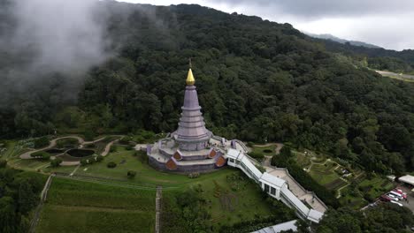 beautiful aerial view over female pagoda at doi inthanon national park