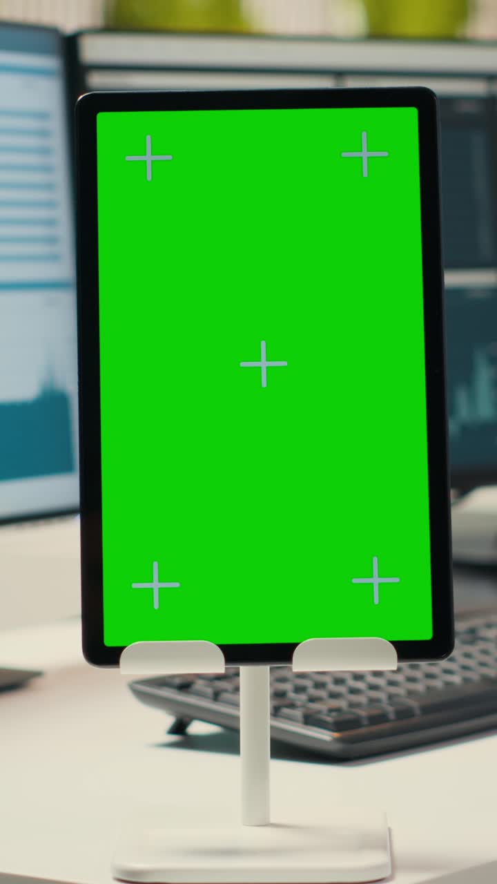 Vertical Video Empty professional office includes analytics tools and isolated display
