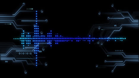 Animation-Der-Datenverarbeitung-Und-Der-Leiterplatte-Auf-Dunklem-Hintergrund