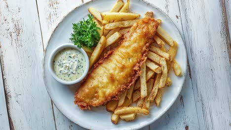 crispy fish and chips with tartar sauce