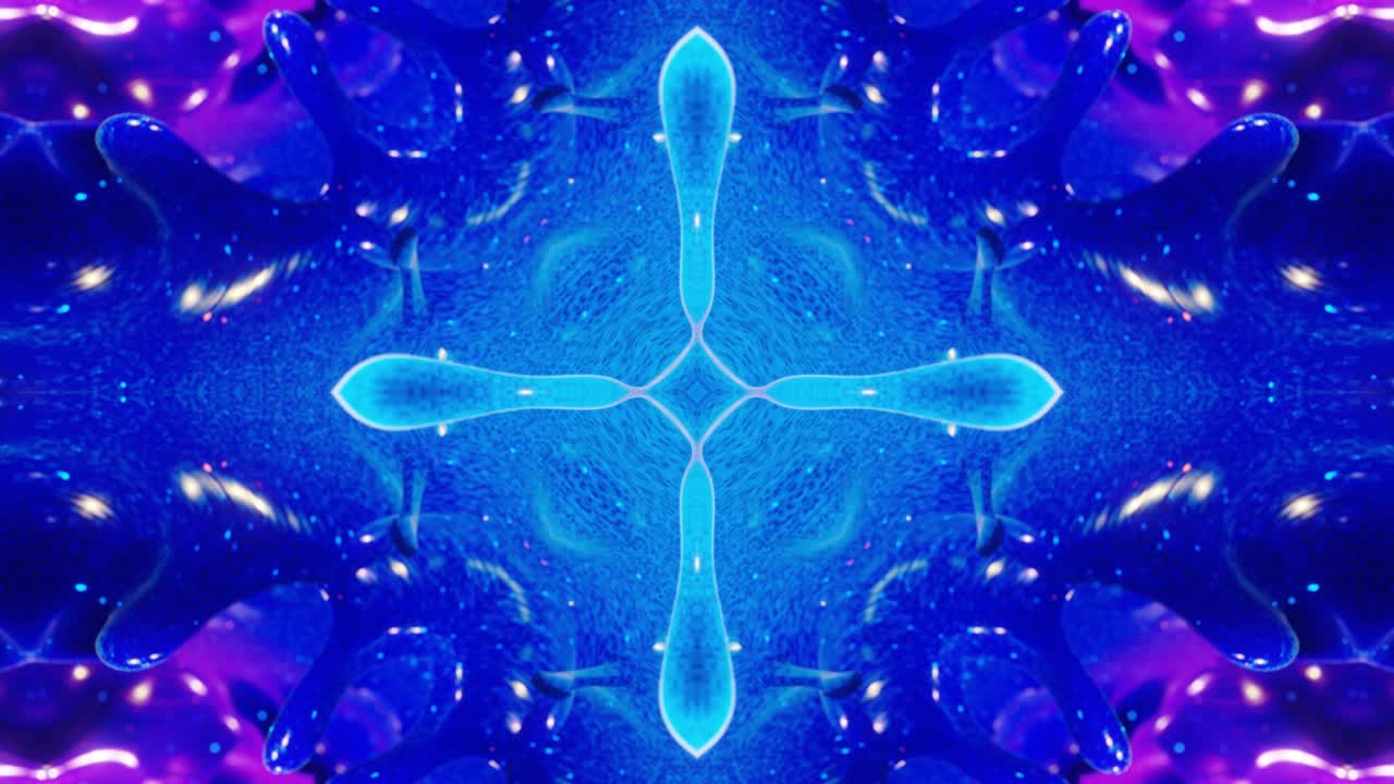 추상적인 대칭 3d 구조는 액체 칼레도스코프와 같은 루프 애니메이션, 반이는 빛과 함께 부드러운 색상 그라디언트, 추상적인 파동과 함께 칼레도코프 효과, 아름다운 추상적인 bg 3d 패턴.