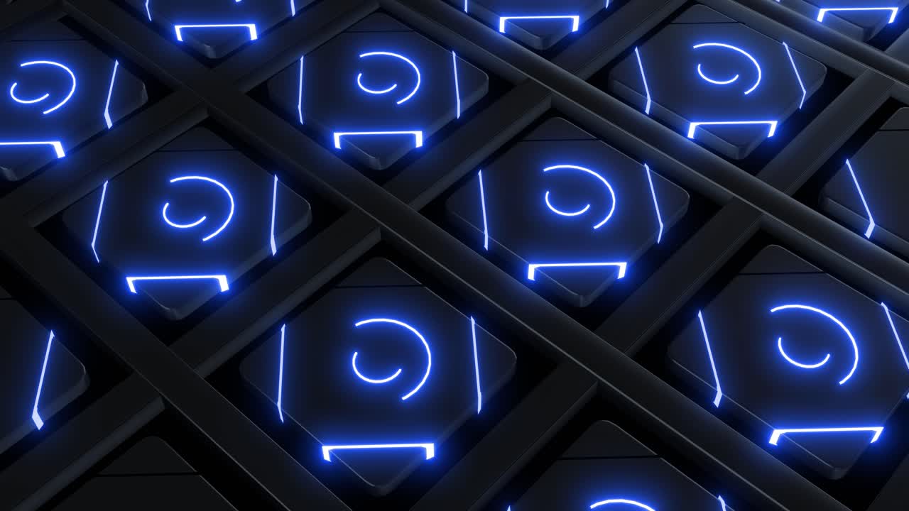 Abstract Futuristic Geometric Pattern with Glowing Blue Lights