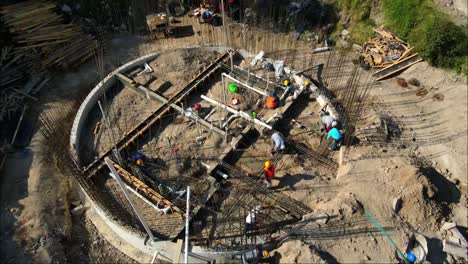 view of construction workers in building a city park in mexico city, 4k video