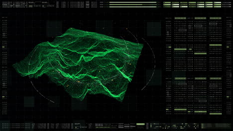 advance motion graphic holographic terrain environment, geomorphology, topography and digital data telemetry information display for screen background