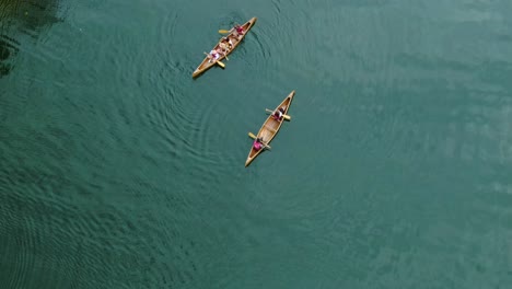 two canoes roaming the river