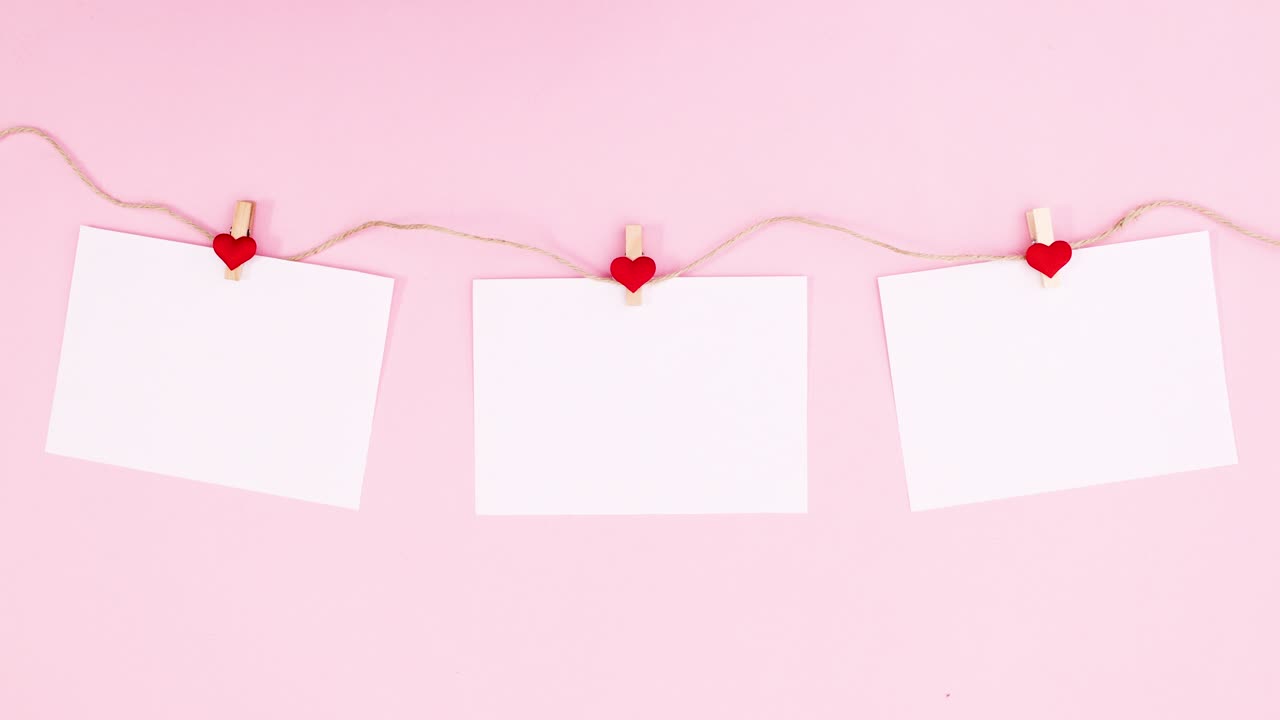 심장과 함께 만적인 스핀으로 줄에 매달린 텍스트를 위한 서류.