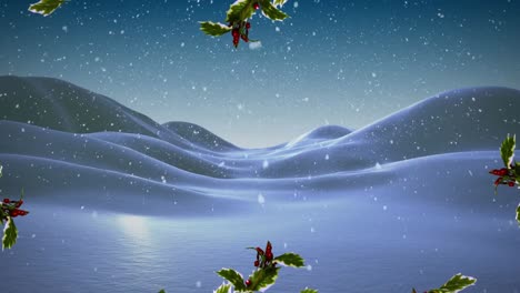 animation of snow falling over winter scenery