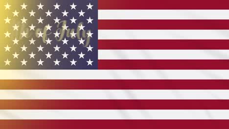 4th of july on background of waving us flag, loop