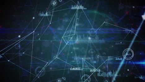 animación de la red de conexiones con procesamiento de datos en fondo negro