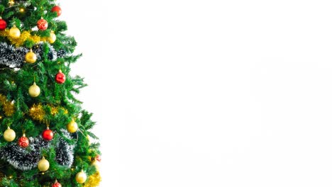 animation of christmas presents and tree on white background