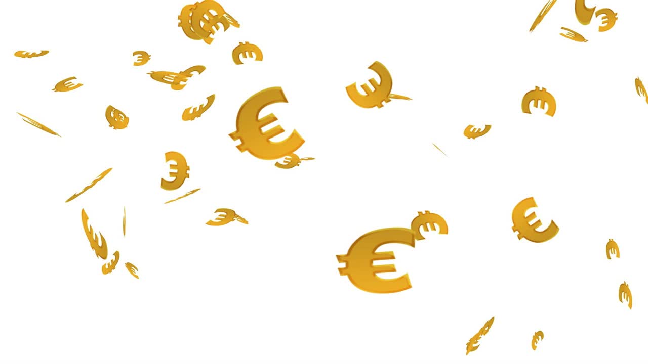 백색 배경 위에 떨어지는 유로 표지판