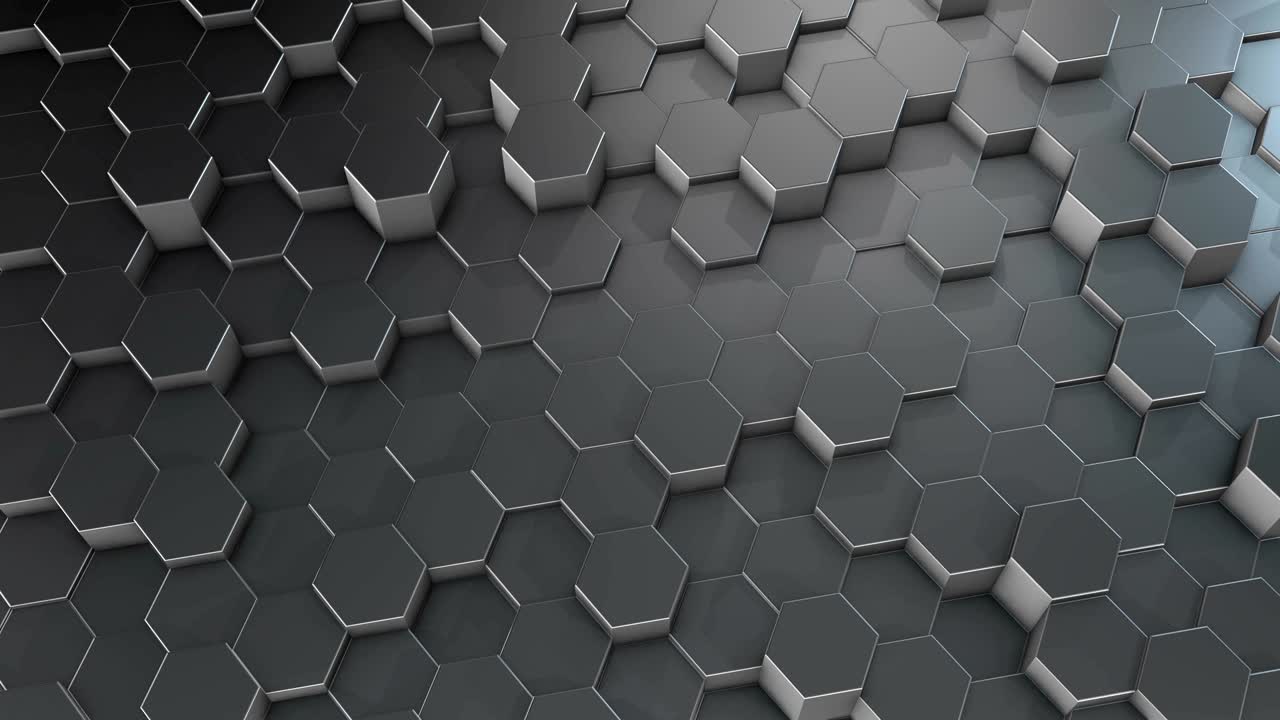 Abstract moving technology chrome hexagons background