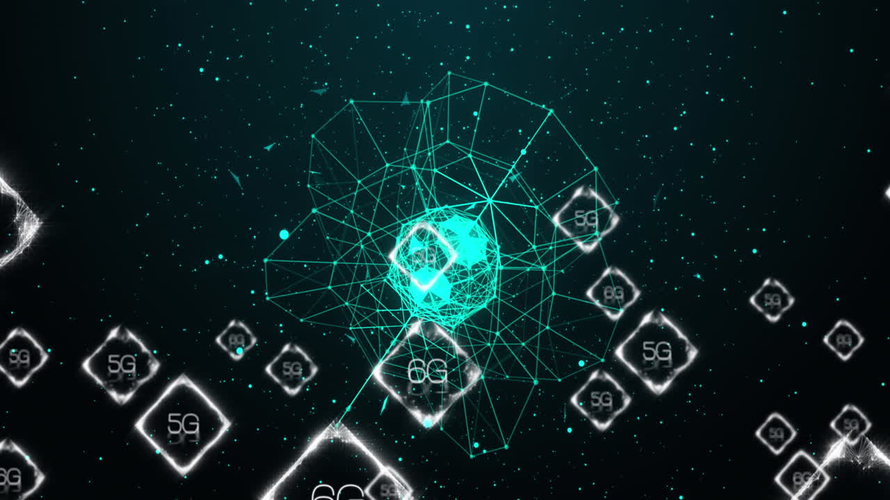 Animation of 6g text over network of connections