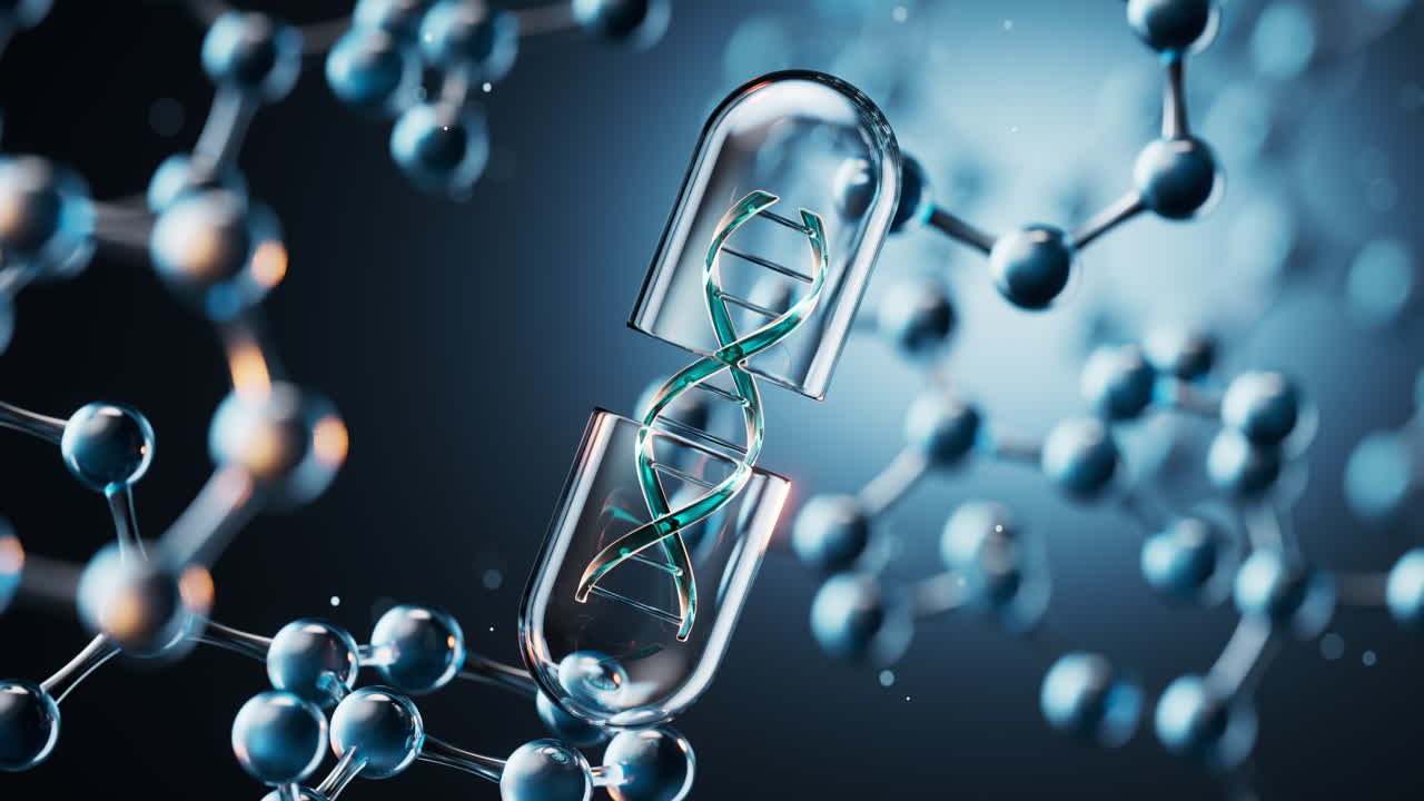 투명한 분자 배경과 함께 3d 렌더링.