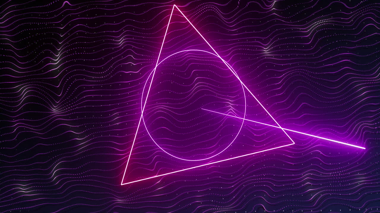 Animation of purple shapes and lines on black background