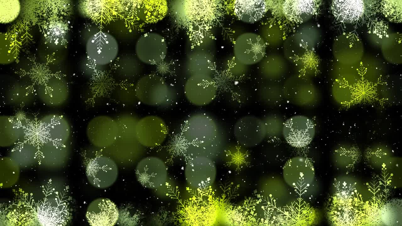 보케 빛의 크리스마스 원과 함께 눈이 내리고 있습니다.