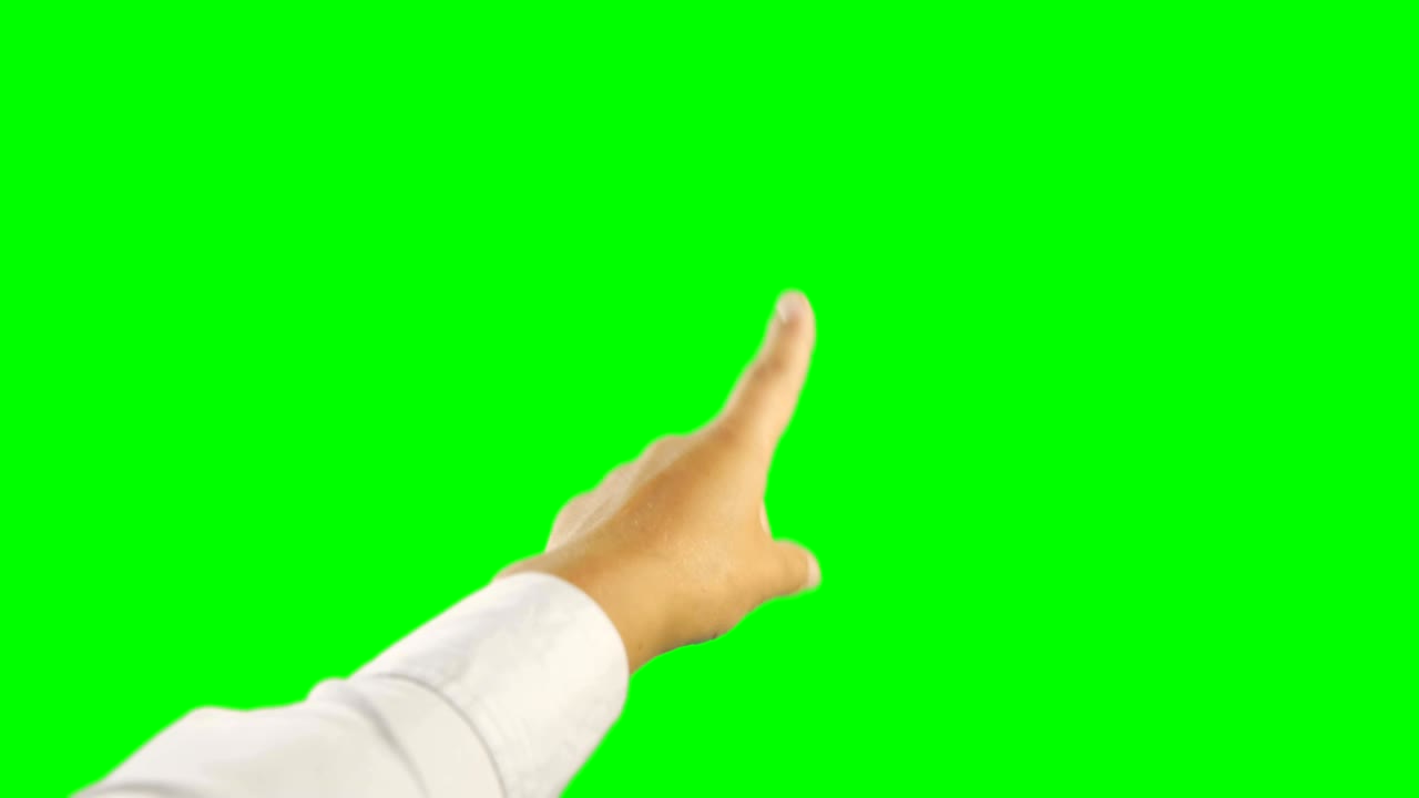 미래의 디지털 화면을 사용하여 손의 클로즈업