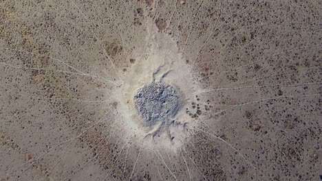 aerial view of a dry waterhole with game trails in the arid kalahari region of southern africa-2