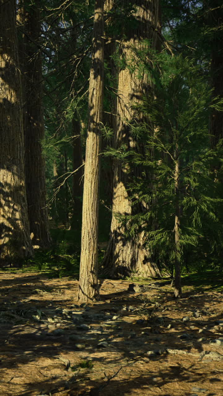 Esplora la maestosa serenità di un'antica foresta alla luce del giorno