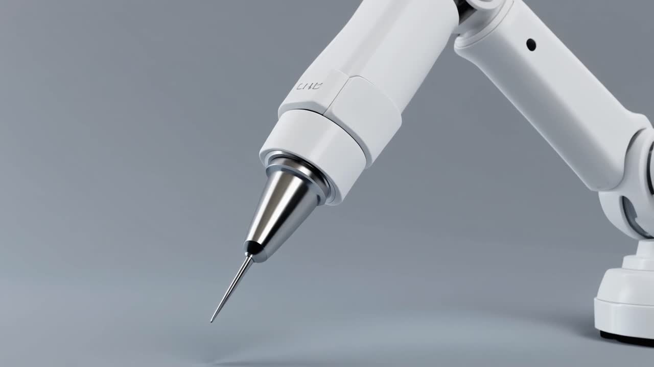 Modern White Robotic Arm Performing Precise Movement