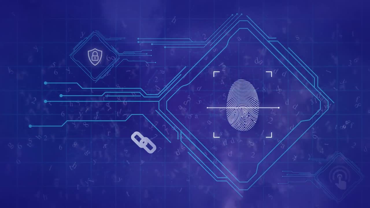 Animation of network of connections over fingerprint