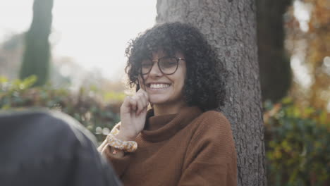 candid spontaneous pose from a ebony black girl with curls