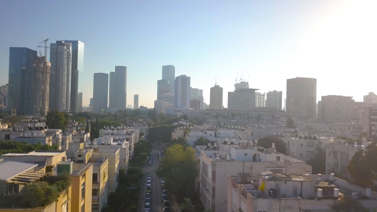 Luftfoto af det nordlige Tel Aviv, Israel, under solnedgang - Høje bygninger 01