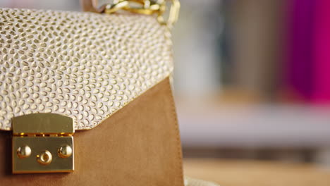 close-up of a stylish handbag