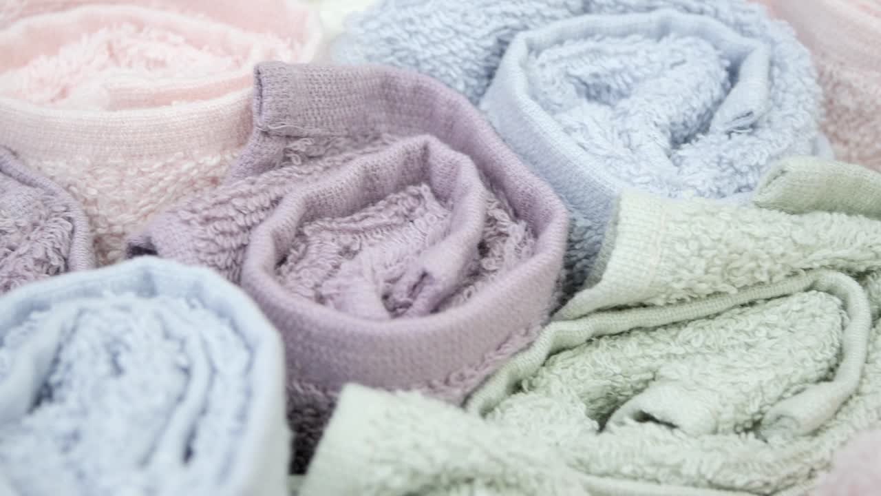 Rolled Pastel-Colored Towels